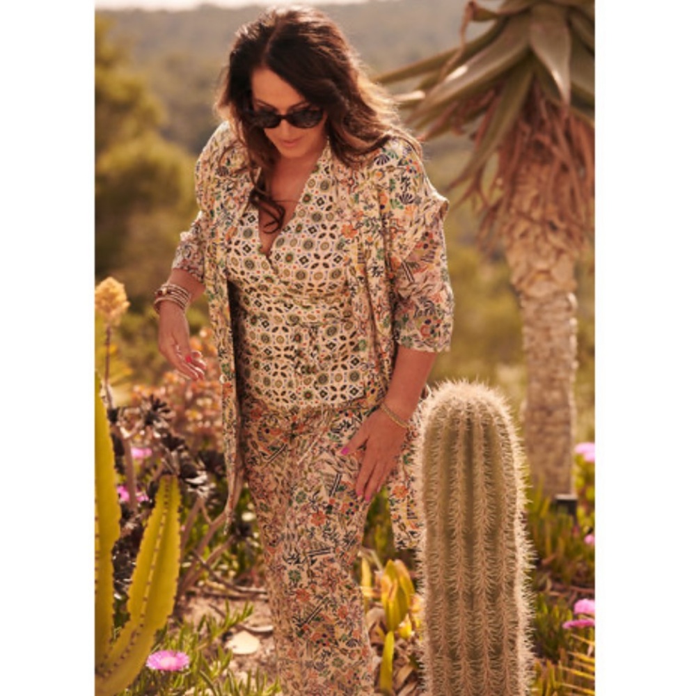 Floral Straight-Leg Pants & Jacket Set in Multicolor